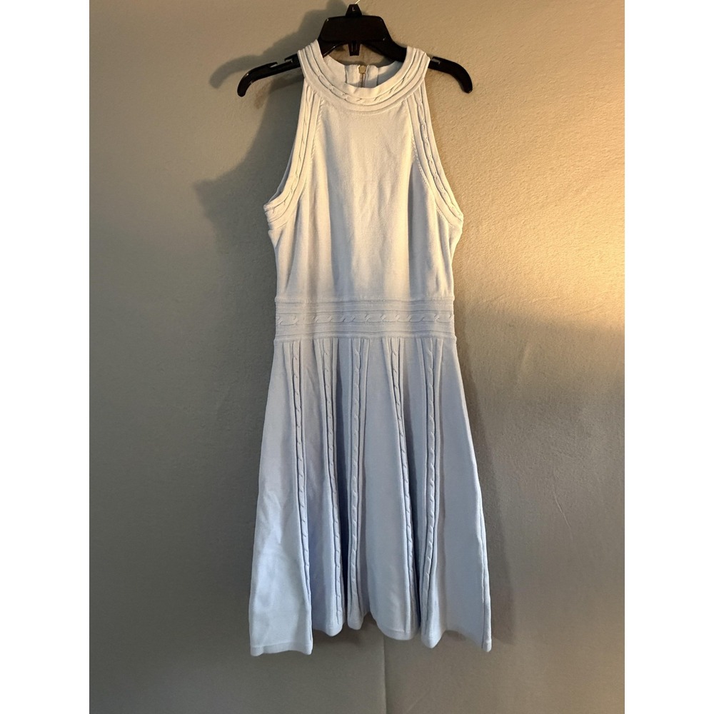 Eliza J Dress Womens M Blue Halter Knit Fit &‎ Flare Sweater Skater Knee Length